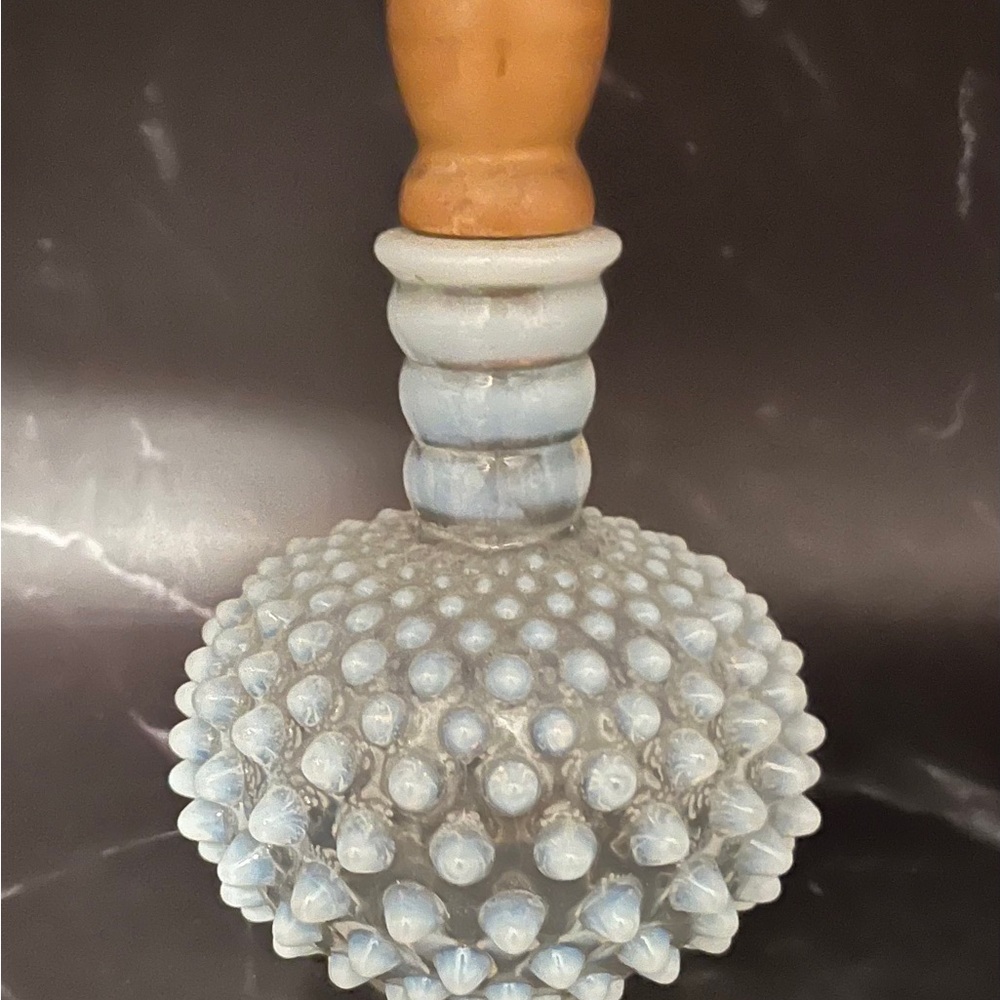 Vintage Opalescent Glass Perfume Bottle with Moonstone Accents